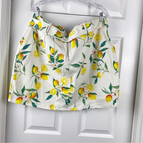 Ophelia Roe Lemon Print Belted Denim Skirt Plus Size 20 - Picture 3 of 5